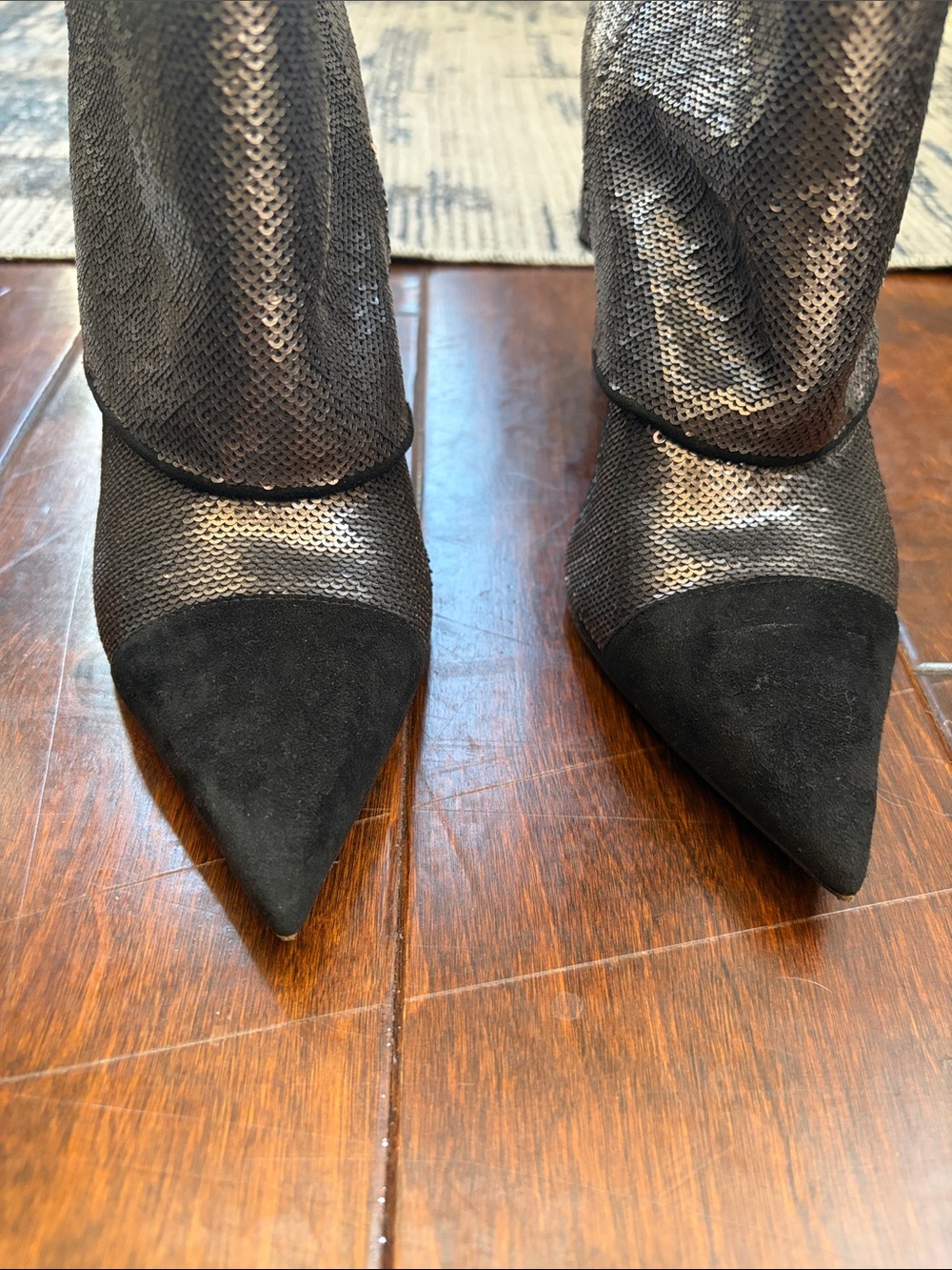 Balmain Metallic Black Pointed-Toe Ankle Boots - Women - Picture 6 of 8